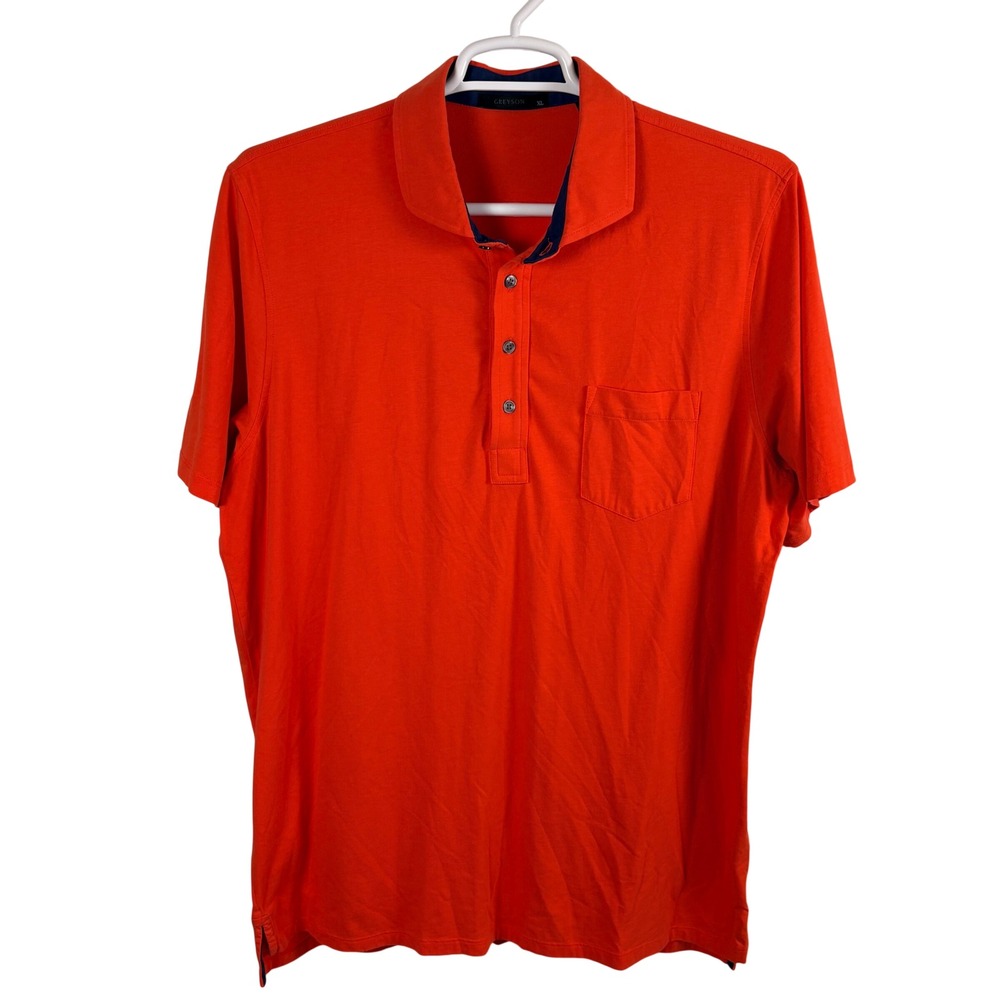 Greyson Golf Polo Shirt Men's XL Orange Pima Cotton Blend Sporty Preppy Gorpcore
